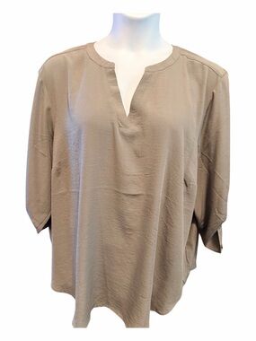 Women’s army green Split-Neck Shirt